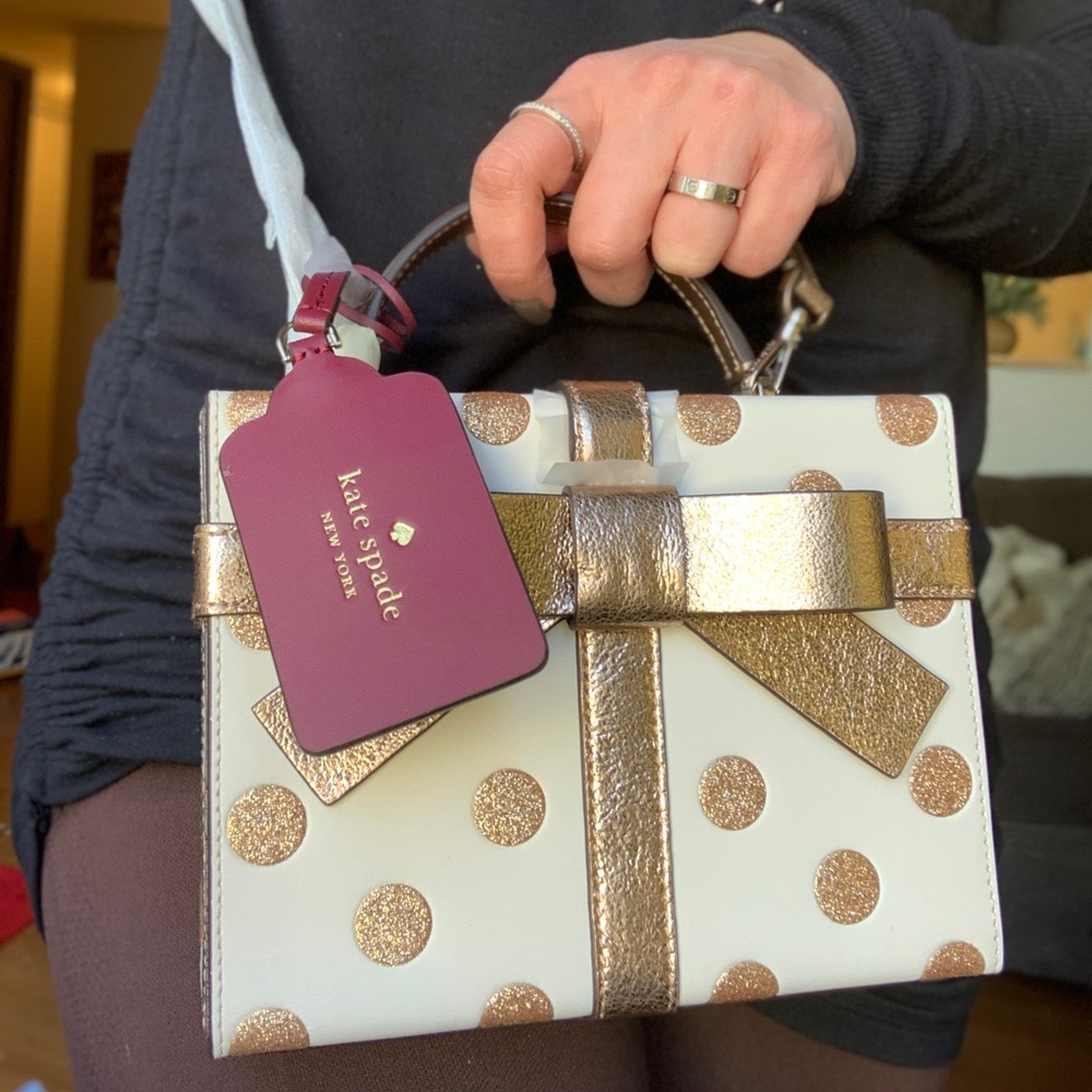 Authentic Kate spade dots glitter/leather gift box Crossbody/Satchel